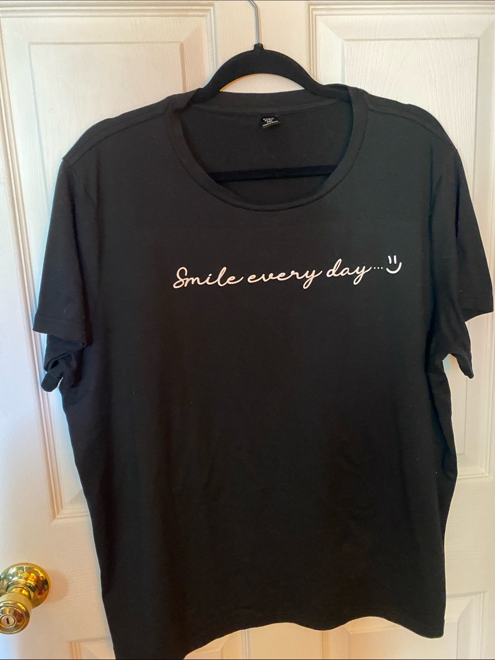 SHEIN Black Graphic Tee with "Smile every day" Script